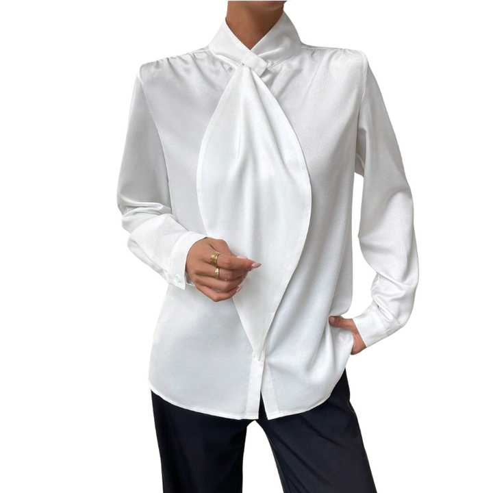 JANELA™ – Sophisticated Long Sleeve High Neck Blouse