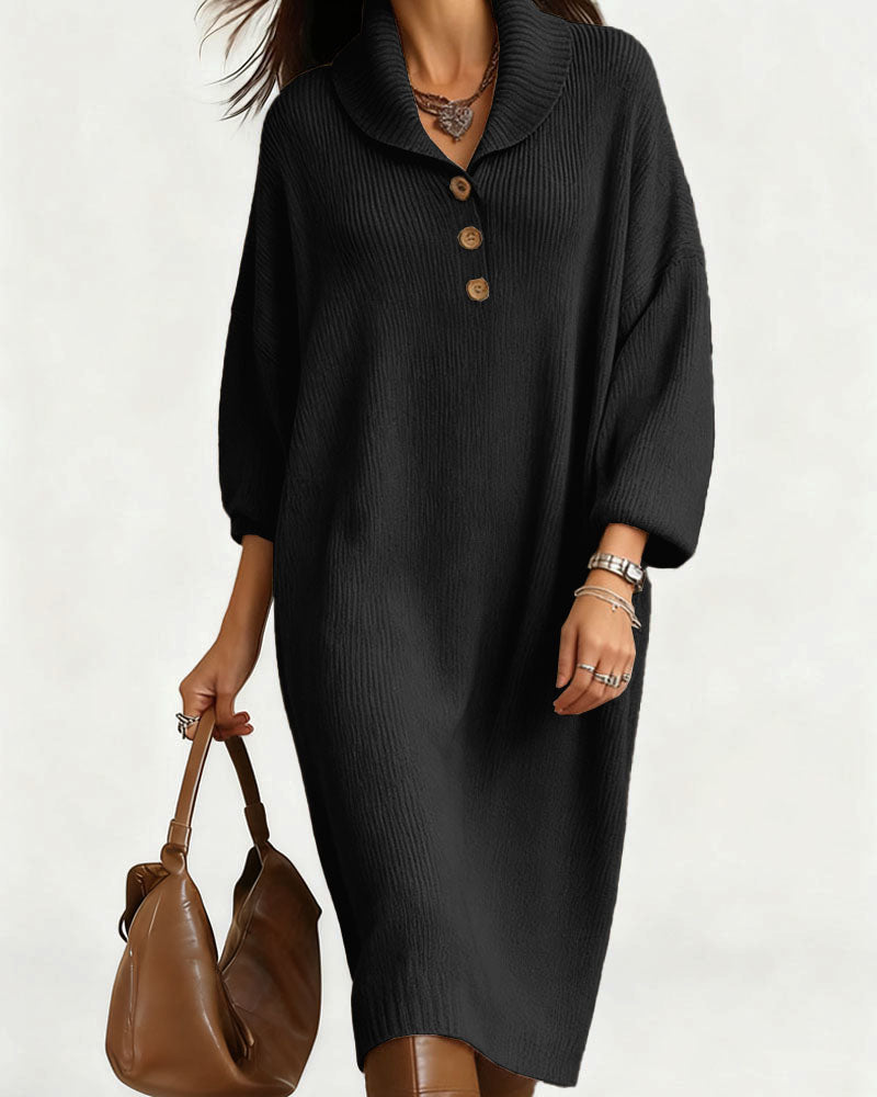 Casual Relaxed Drape Knit Midi Dress