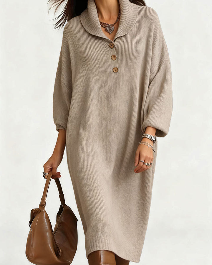 Casual Relaxed Drape Knit Midi Dress