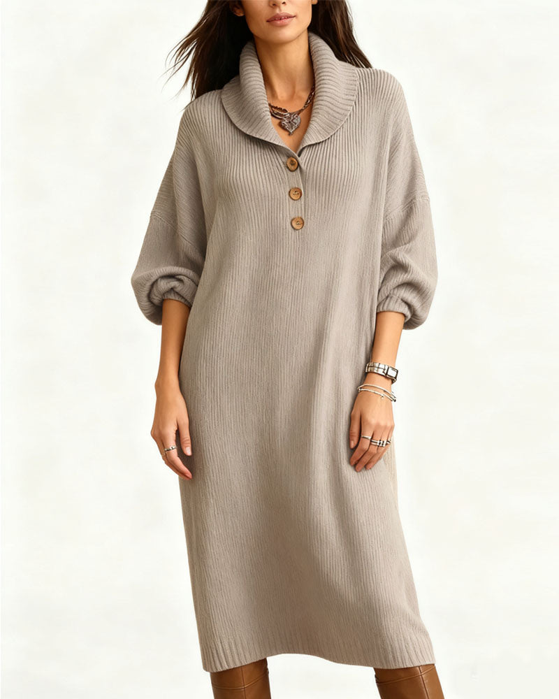 Casual Relaxed Drape Knit Midi Dress