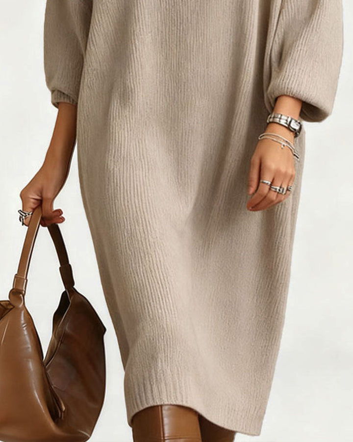 Casual Relaxed Drape Knit Midi Dress