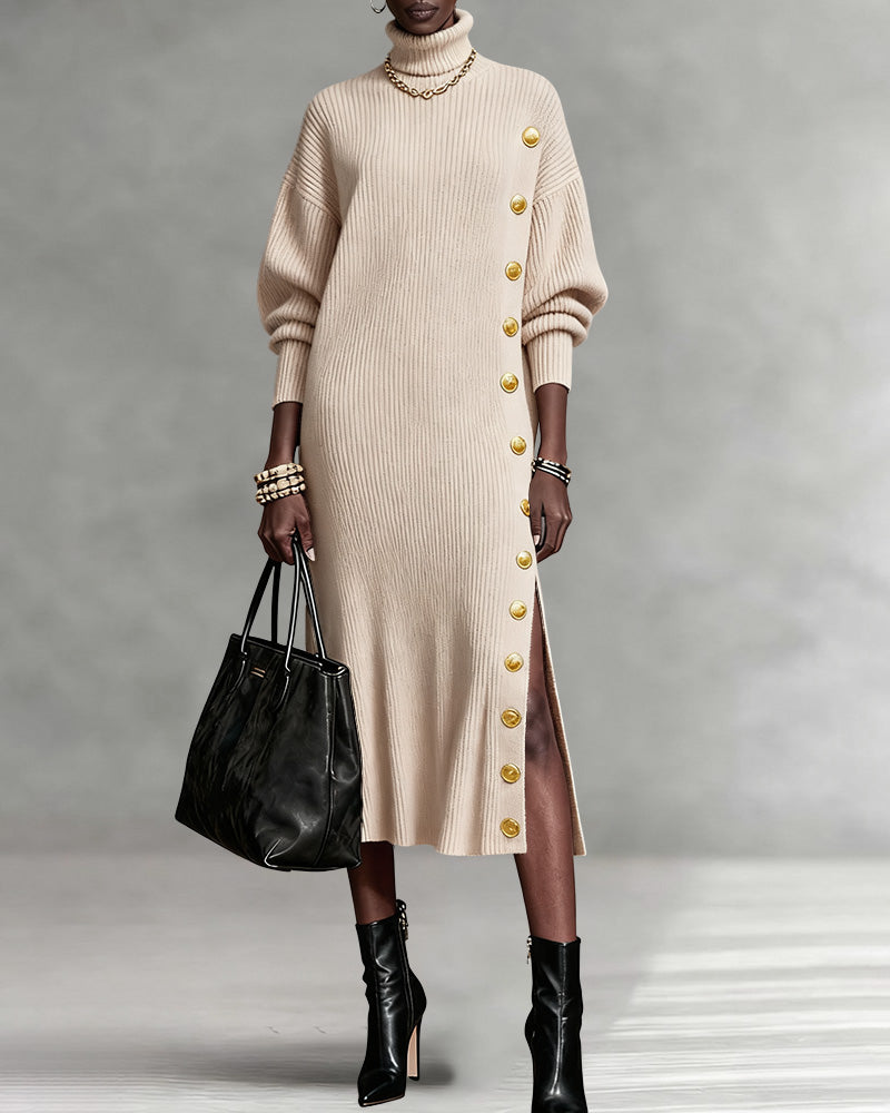 Evelyn | Loose Fit Split Knit Midi Dress