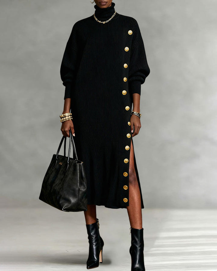 Evelyn | Loose Fit Split Knit Midi Dress