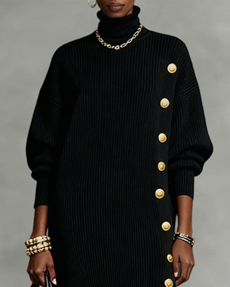 Evelyn | Loose Fit Split Knit Midi Dress