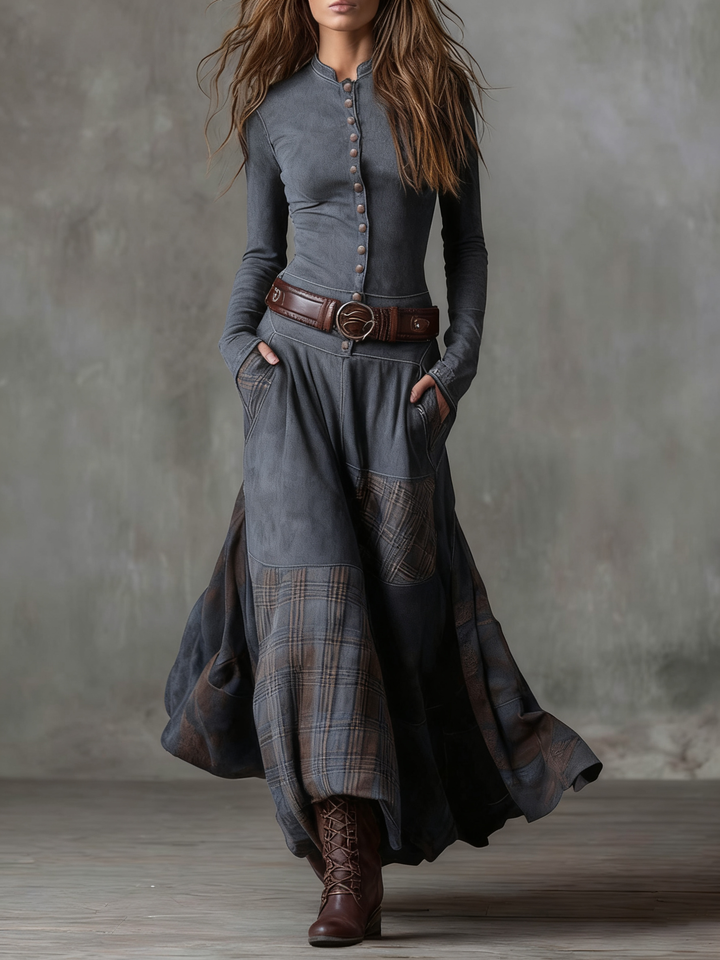 Diana | Suede Maxi Dress (With Belt)